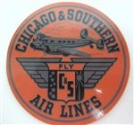 Chicago & Southern Airlines Vintage Silver Bag Sticker Coaster