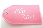 Embroidered Pink Fly Girl Bag Tag