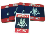 American Airlines Red Logo 4 Square Coasters and 1 Deck of Playing Cards Set