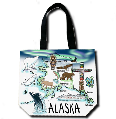 Alaska Map Shopper Tote