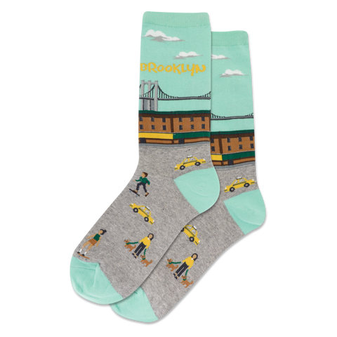 Brooklyn Women's Travel Themed Crew Socks