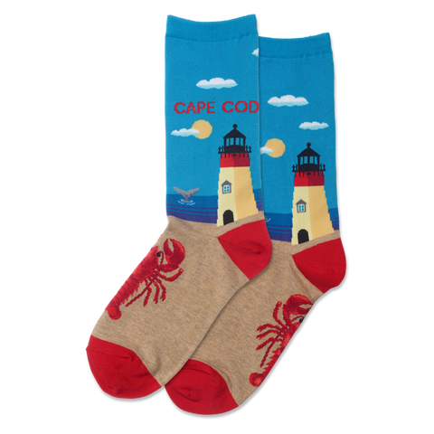 Cape Cod Women's Travel Themed Crew Socks