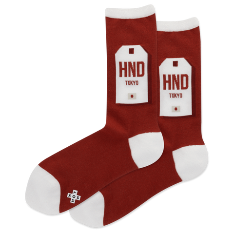 Tokyo HND Luggage Tag Women's Crew Socks