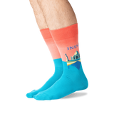 India Men's Travel Themed Crew Socks