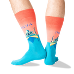 India Men's Travel Themed Crew Socks