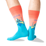 India Men's Travel Themed Crew Socks