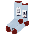 New York JFK Luggage Tag Women's Crew Socks