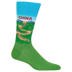 China Men's Travel Themed Crew Socks