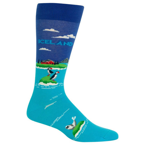 Iceland Men's Travel Themed Crew Socks