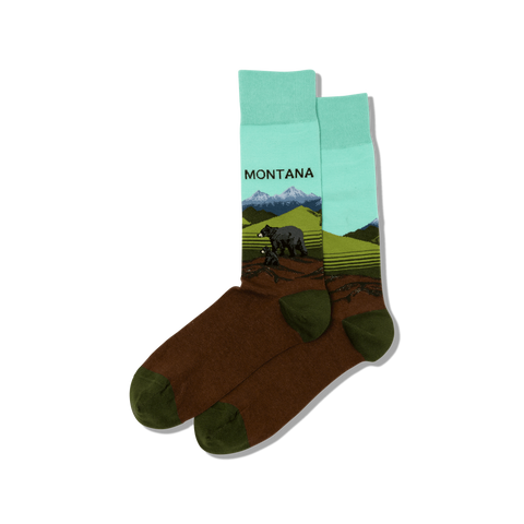 Montana Men's Travel Themed Crew Socks