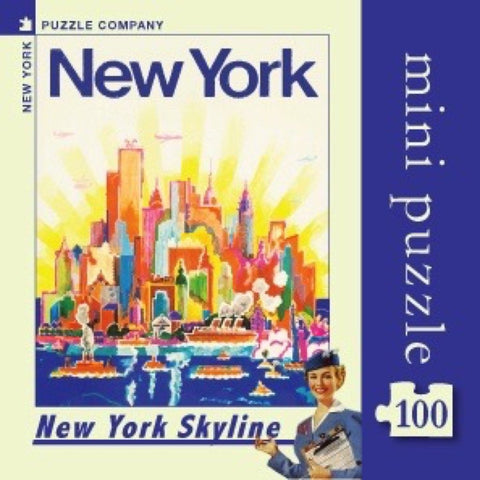 New York City Skyline American Airlines Travel Poster Mini Travel Puzzle by New York Puzzle Company - (100 pieces)