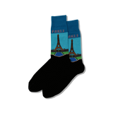 Hot Sox Paris Men's Travel Themed Crew Socks