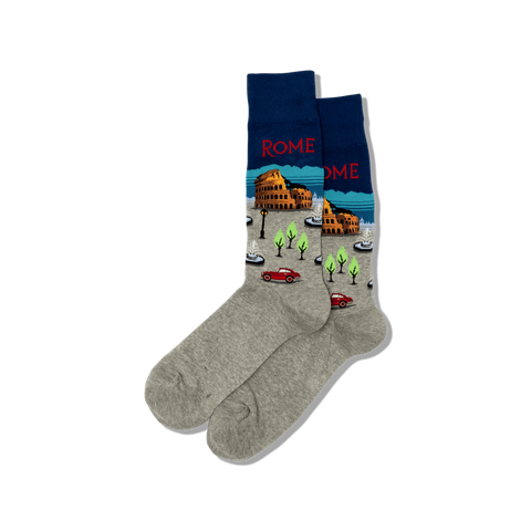 Rome Men's Travel Themed Crew Socks