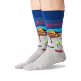 Hot Sox Rome Men's Travel Themed Crew Socks