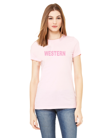 Western Breast Cancer Awareness Ladies T-shirt