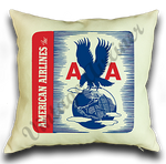 American Airlines 1940's Eagle Bag Sticker Linen Pillow Case Cover