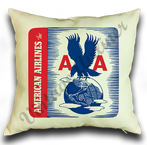 American Airlines 1940's Eagle Bag Sticker Linen Pillow Case Cover