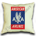 American Airlines 1940's Red Bag Sticker Linen Pillow Case Cover