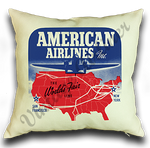 American Airlines 1939/40 World's Fair Bag Sticker Linen Pillow Case Cover