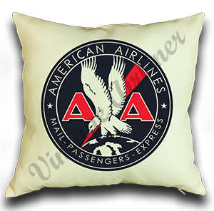 American Airlines 1930's Mail Passenger Express Bag Sticker Linen Pillow Case Cover