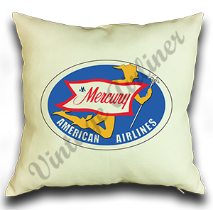 American Airlines 1950's Mercury Service Bag Sticker Linen Pillow Case Cover