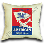 American Airlines First Class DC-3 Service Linen Pillow Case Cover