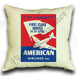 American Airlines First Class DC-3 Service Linen Pillow Case Cover