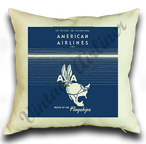American Airlines 1947 Timetable Cover Linen Pillow Case Cover