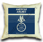 American Airlines 1940's Eagle Timetable Linen Pillow Case Cover