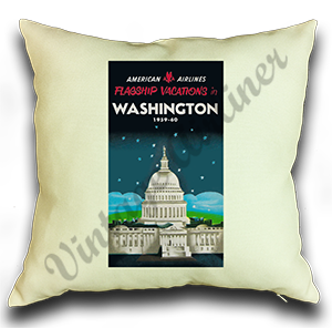 American Airlines Washington DC AA Vacations Linen Pillow Case Cover