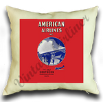 American Airlines 1936 Timetable Cover Linen Pillow Case Cover