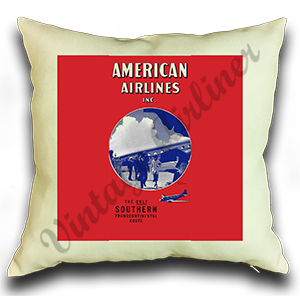 American Airlines 1936 Timetable Cover Linen Pillow Case Cover