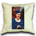 American Airlines 1950's Flight Attendant Welcome Aboard Linen Pillow Case Cover