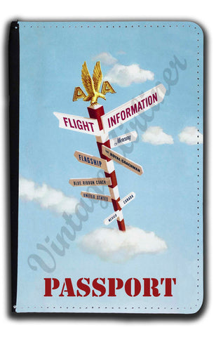 AA Flght Information Vintage Passport Case