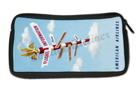 AA Flght Information Vintage Travel Pouch