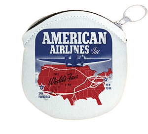 American Airlines World's Fair Bag Sticker Round Coin Purse