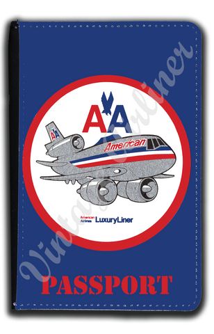 AA DC-10 Old Livery Bag Sticker Passport Case