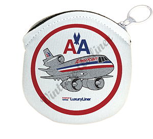 American Airlines DC-10 Bag Sticker Round Coin Purse