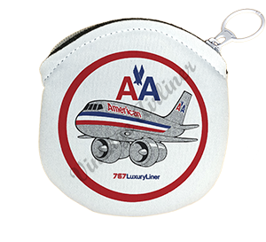 American Airlines 757 Bag Sticker Round Coin Purse