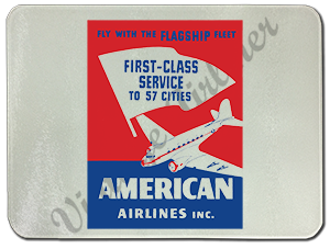 American Airlines DC3 First Class Promotion Glass Cutting Board