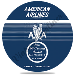 American Airlines 1940's Eagle Timetable Cover Round Coaster