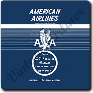 American Airlines 1940's Eagle Timetable Cover Square Coaster