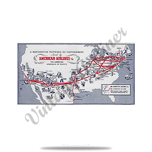 American Airlines 1930's Route Map Round Coaster