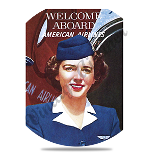 AA 1940's Flight Attendant Round Coaster
