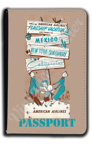 AA 1950's AA Vacations Brochure Cover Passport Case
