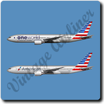 AA One World And American Airlines 777 -  Square Coaster