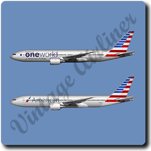 AA One World And American Airlines 777 -  Square Coaster