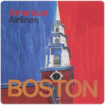 AA Boston Travel Poster Square Coaster