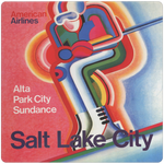 American Airlines Salt Lake City Ski Travel Poster Square Coaster