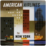 AA New York 1960's Travel Poster Square Coaster